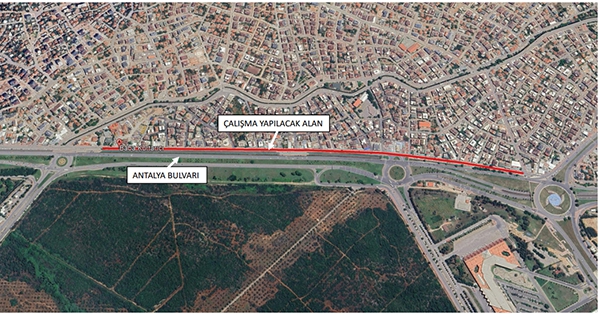 Antalya Bulvarı yan yolunda  asfalt yenileme çalışması