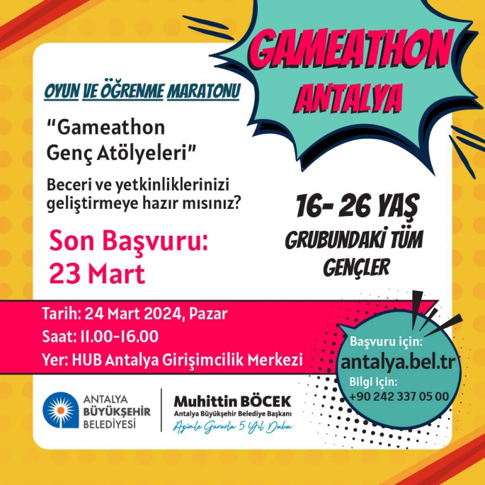 Hub Antalya Oyun ve Öğrenme Maratonu ile açılıyor