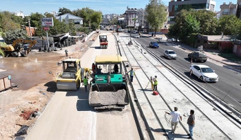 Çöken tramvay hattı onarıldı